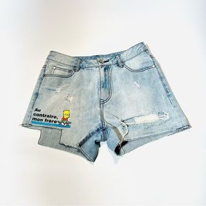 The Simpsons jeans shorts Bart Simpson jean shorts distressed women size 27